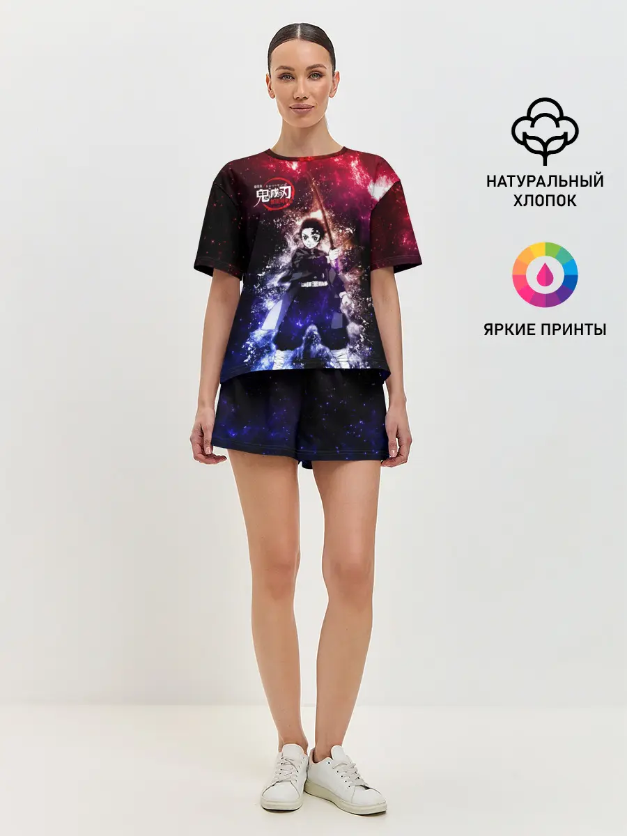 Женская пижама с шортами / Танджиро Камадо Kimetsu no Yaiba