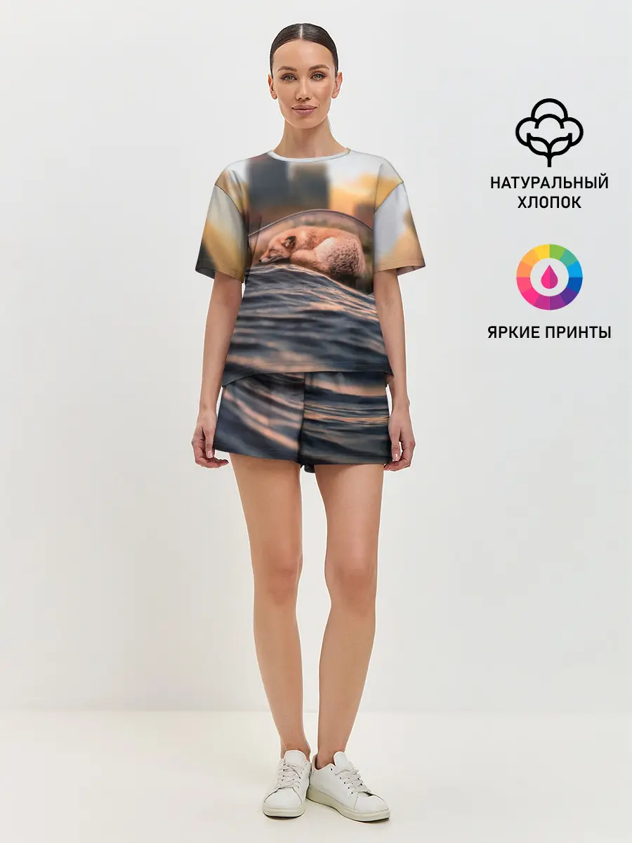 Женская пижама с шортами / Лисенок в бутылке