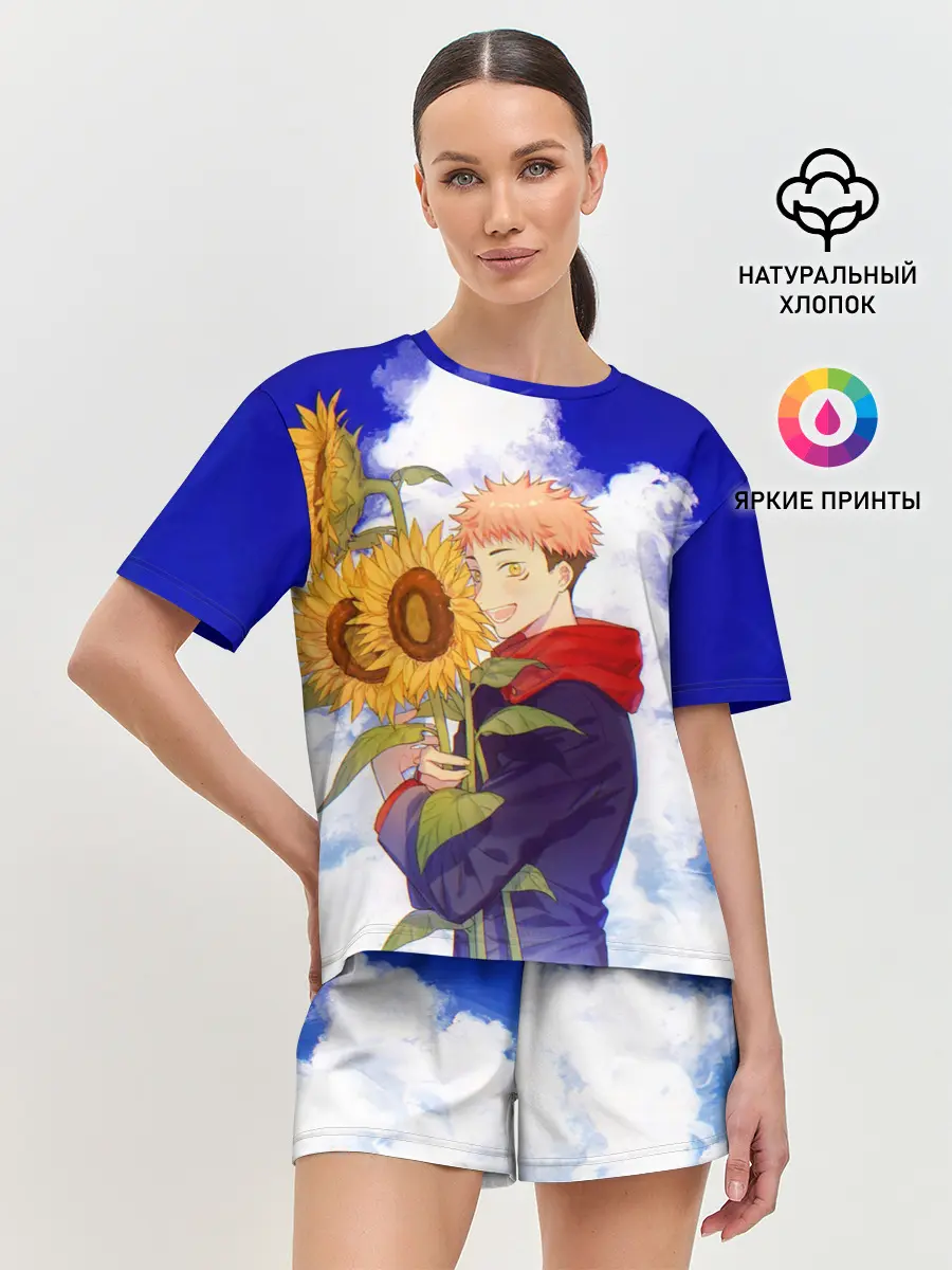 Женская пижама с шортами / Магическая битва | Подсолнухи