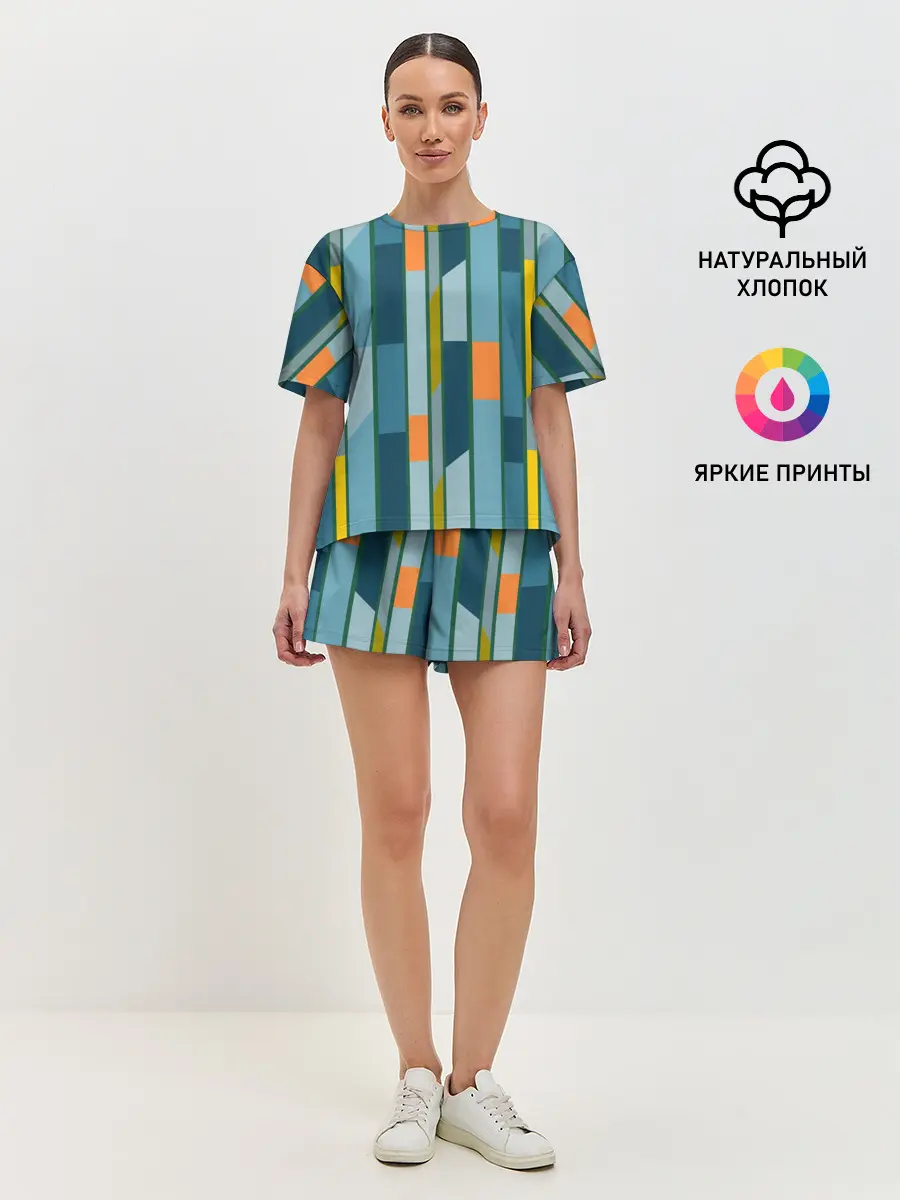 Женская пижама с шортами / Абстракция в стиле модерн