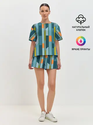 Женская пижама с шортами / Абстракция в стиле модерн