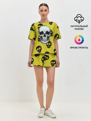 Женская пижама с шортами / Yellow Skulls