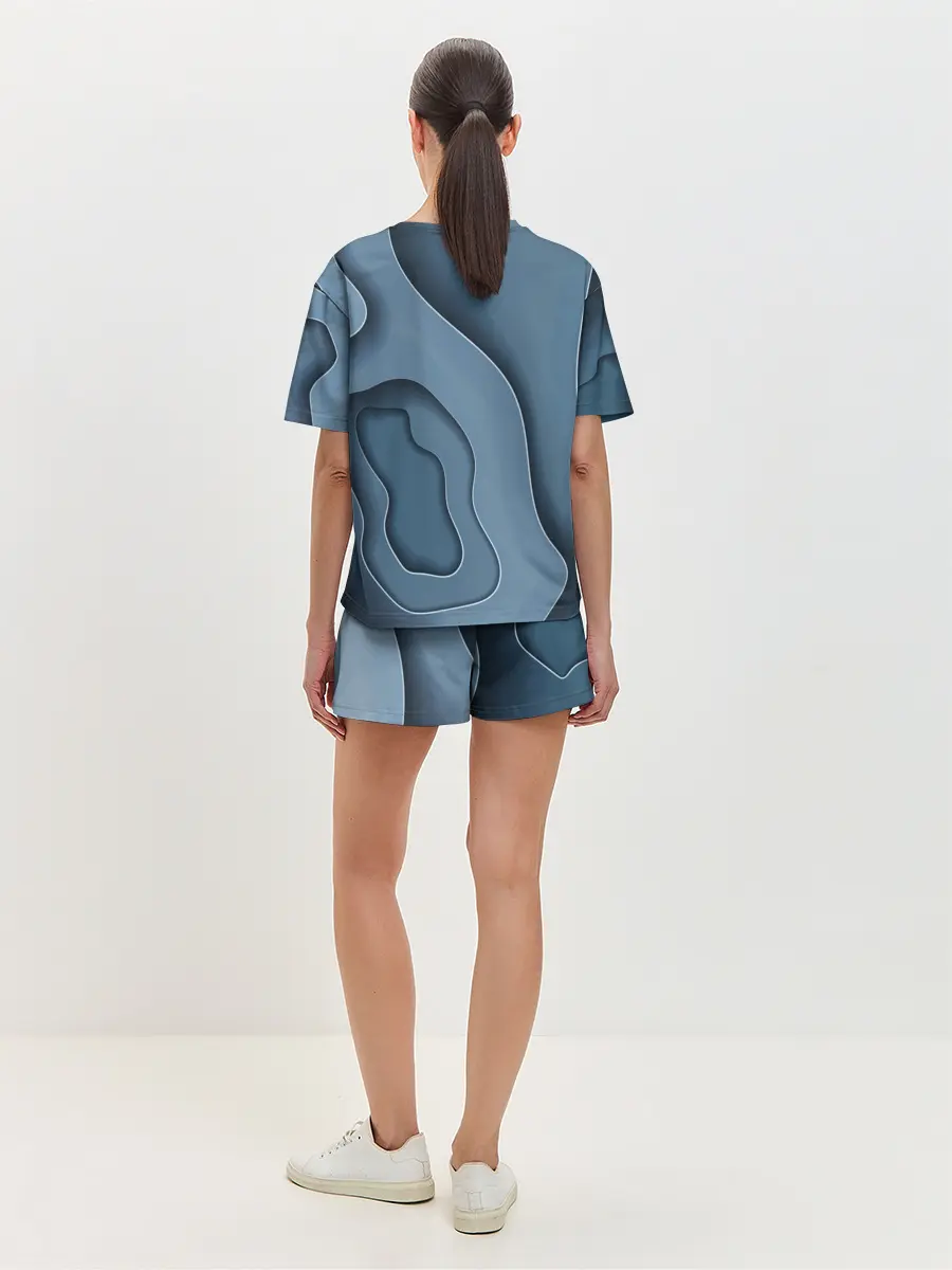 Женская пижама с шортами / Абстракция бумажные волны