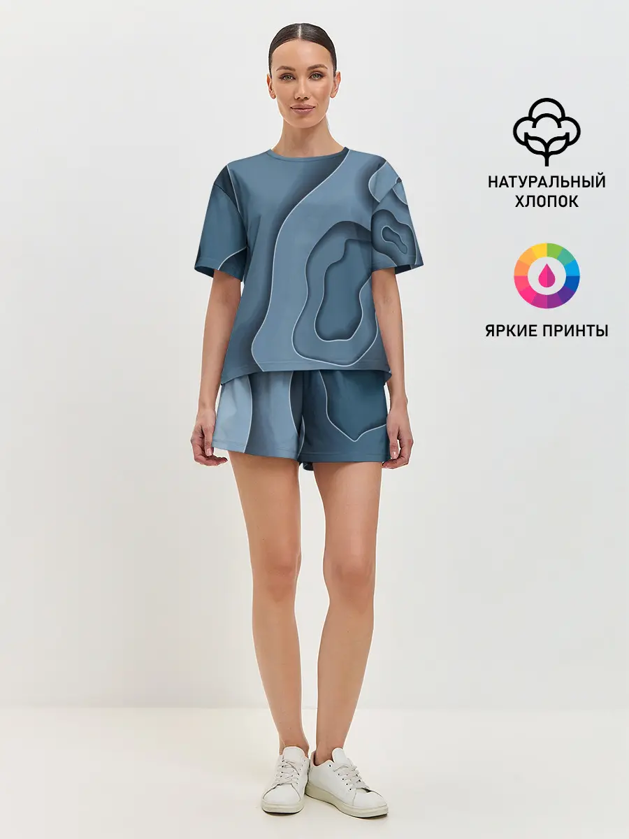 Женская пижама с шортами / Абстракция бумажные волны
