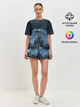 Женская пижама с шортами / Halo calligraphy