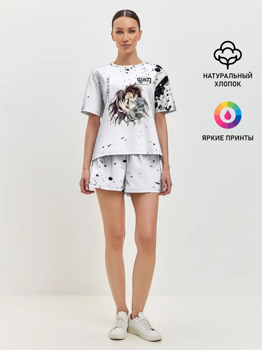 Женская пижама с шортами / Танджиро и Незуко Камадо
