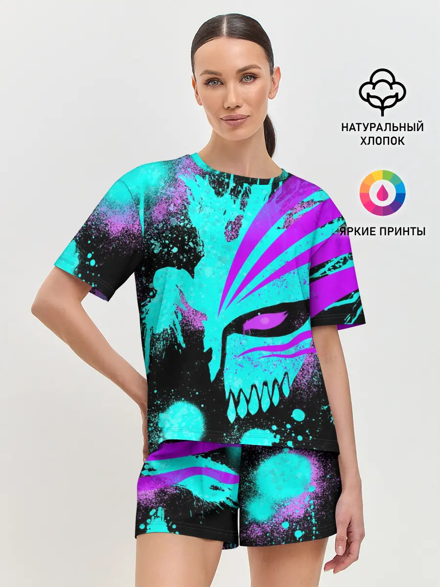 Женская пижама с шортами / БЛИЧ МАСКА ПУСТОГО НЕОН