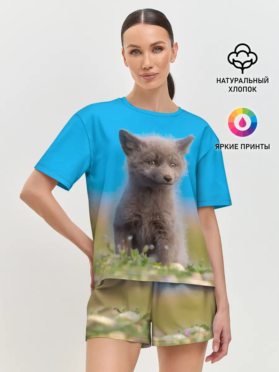 Женская пижама с шортами / Смешной лисенок