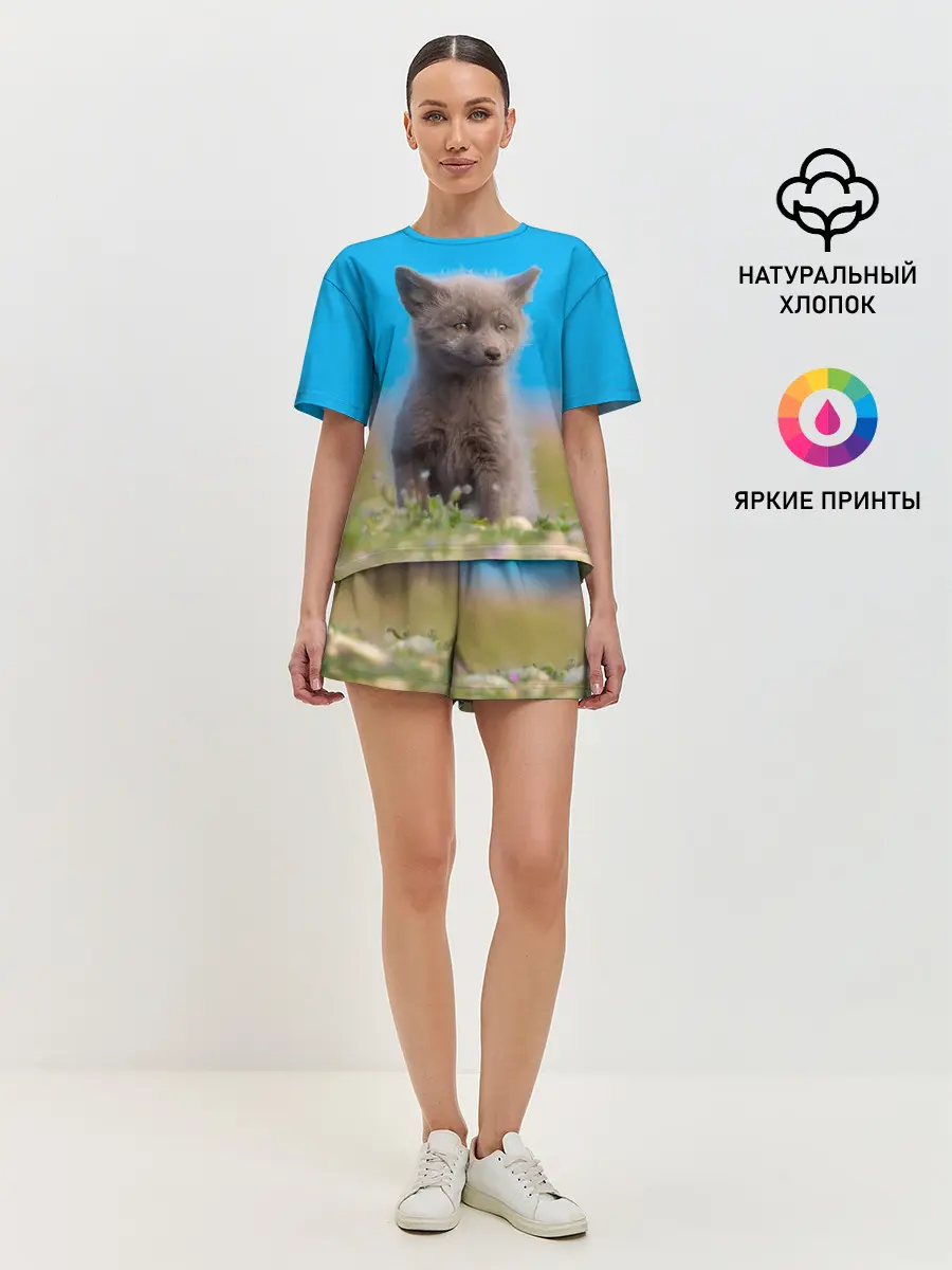 Женская пижама с шортами / Смешной лисенок