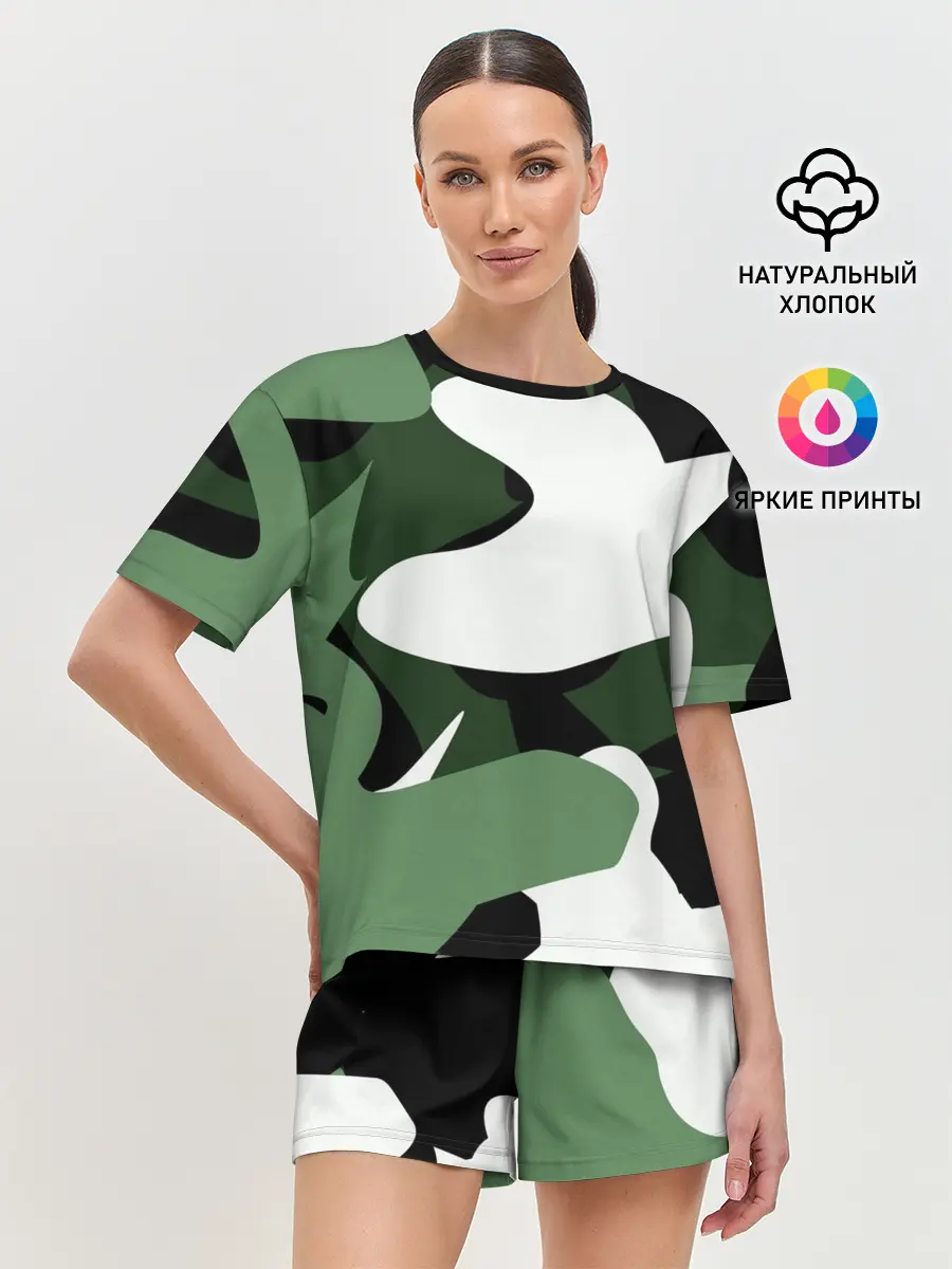 Женская пижама с шортами / Камуфляж