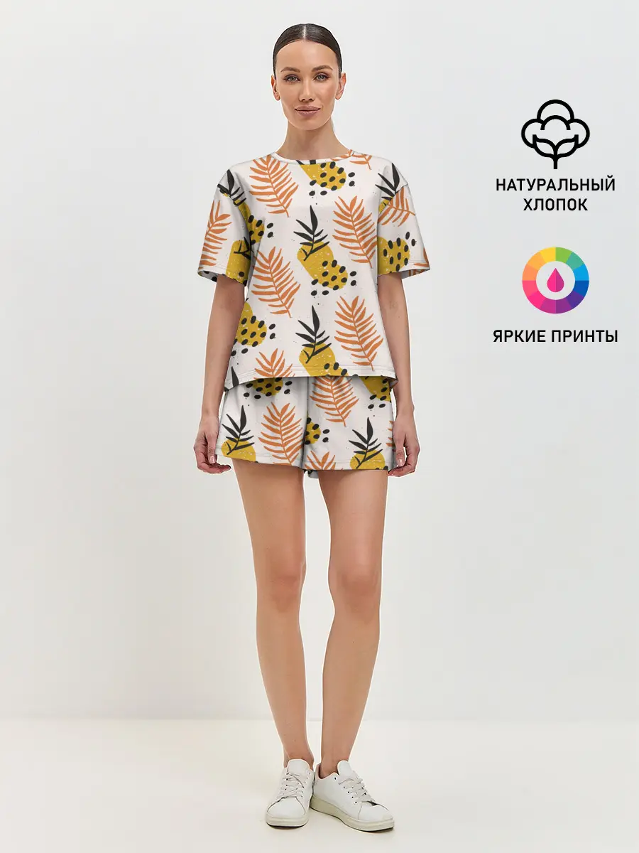 Женская пижама с шортами / Абстрактные ветви - узор