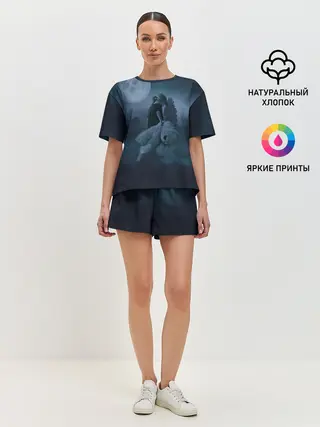 Женская пижама с шортами / Девочка и полнолуние