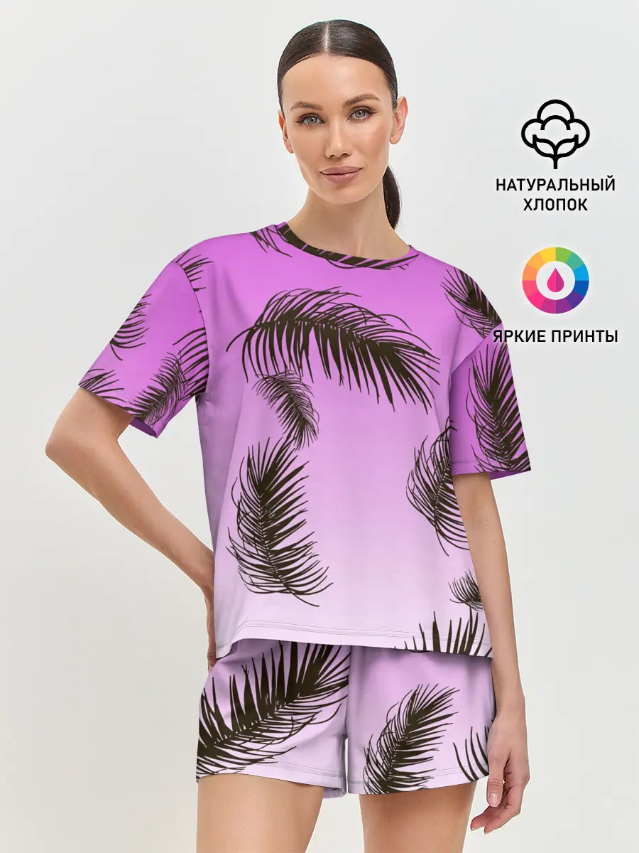 Женская пижама с шортами / Тропический Закат