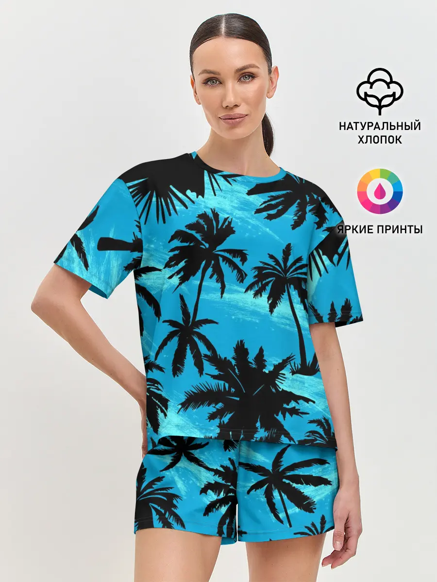 Женская пижама с шортами / Пальмы в Горизонте