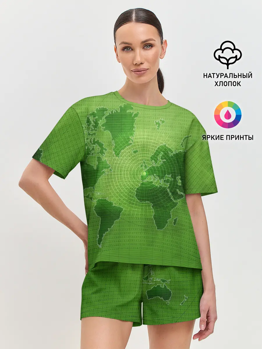 Женская пижама с шортами / Карта мира