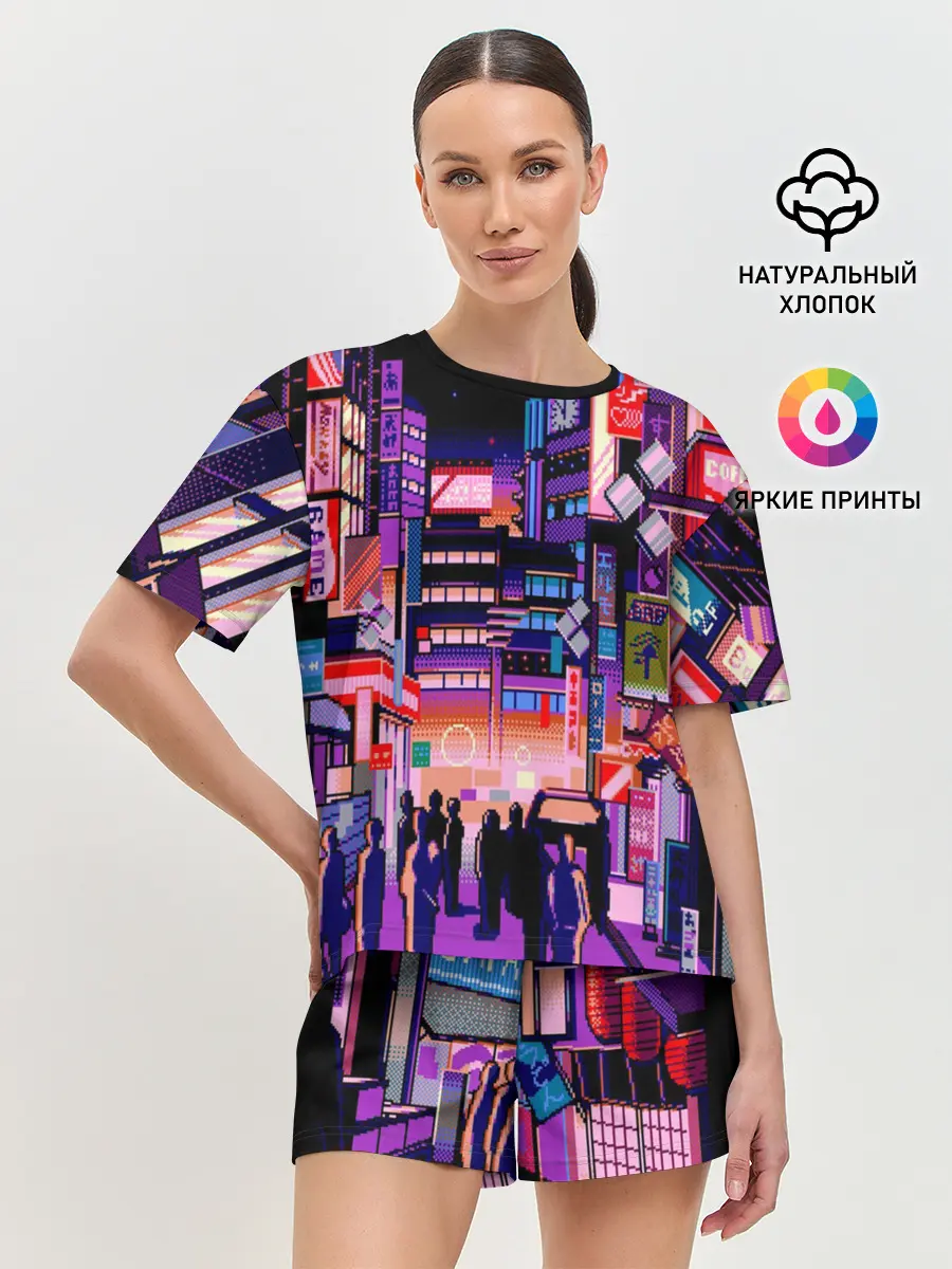 Женская пижама с шортами / Переулок Токио