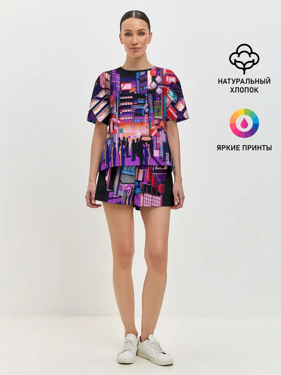 Женская пижама с шортами / Переулок Токио