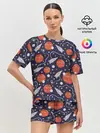 Женская пижама с шортами / Корабли, планеты и спутники