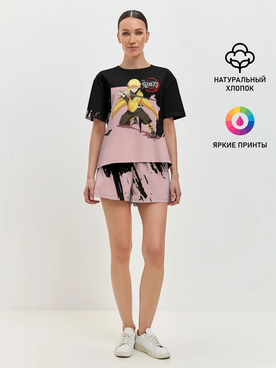 Женская пижама с шортами / Зеницу Агацума Kimetsu no Yaiba