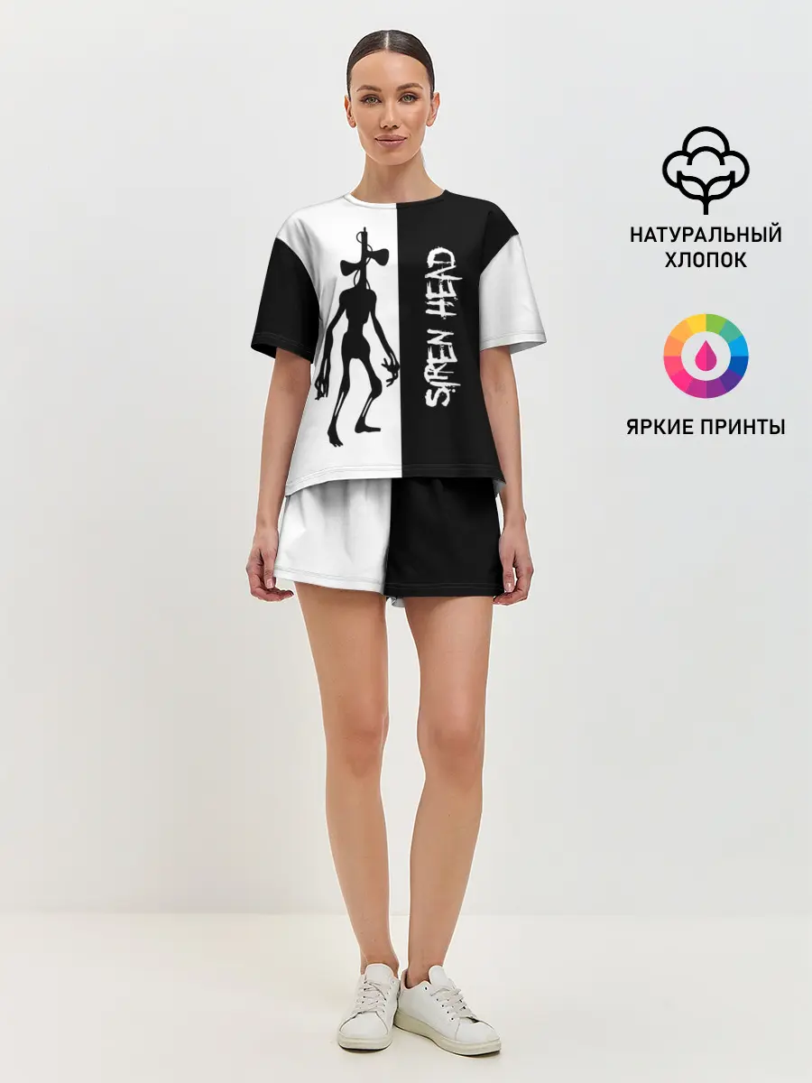 Женская пижама с шортами / Сиреноголовый/Siren Head