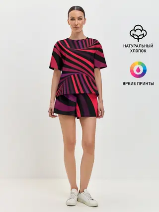 Женская пижама с шортами / Оптическая иллюзия