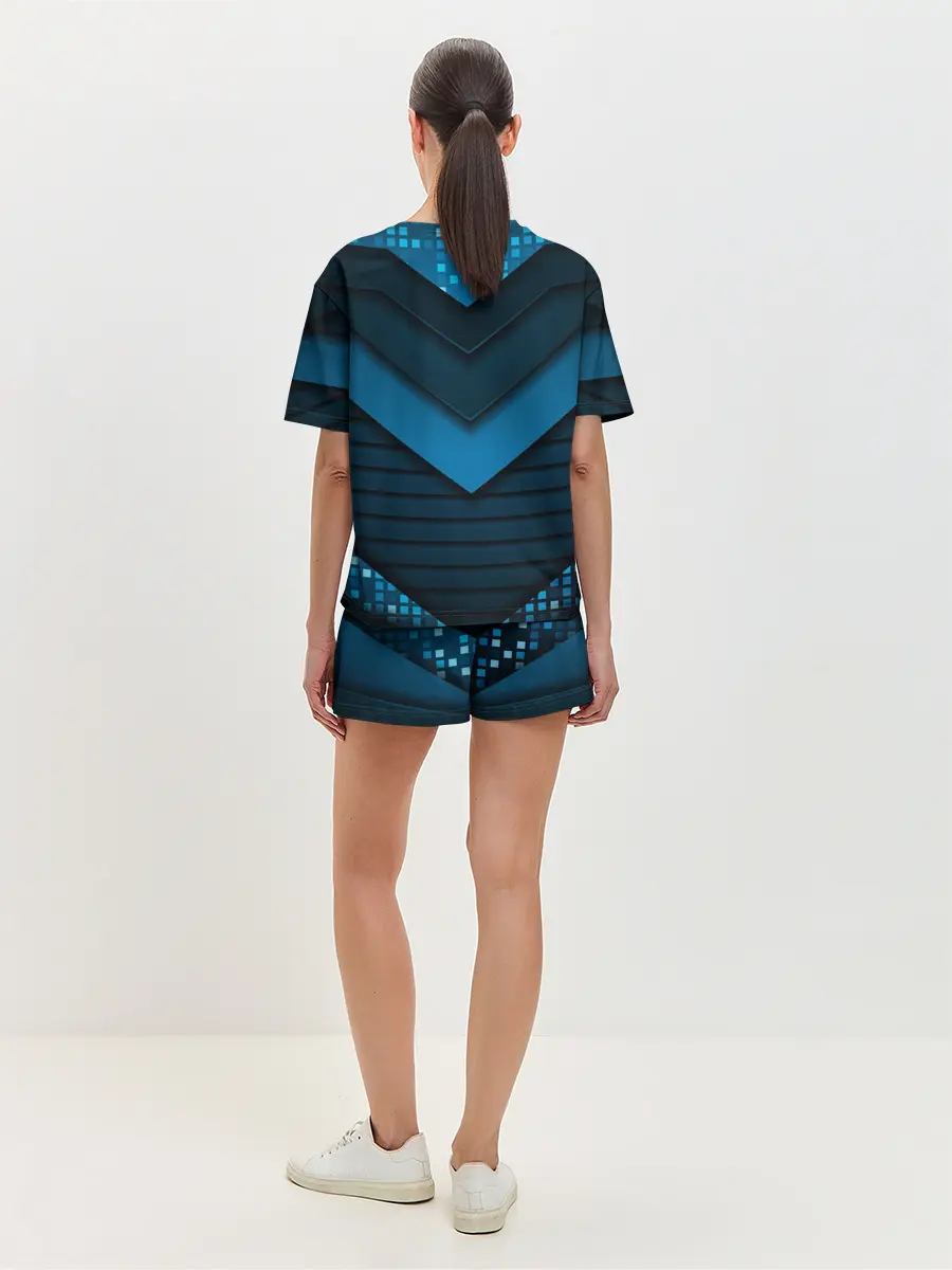 Женская пижама с шортами / 3D luxury blue abstract
