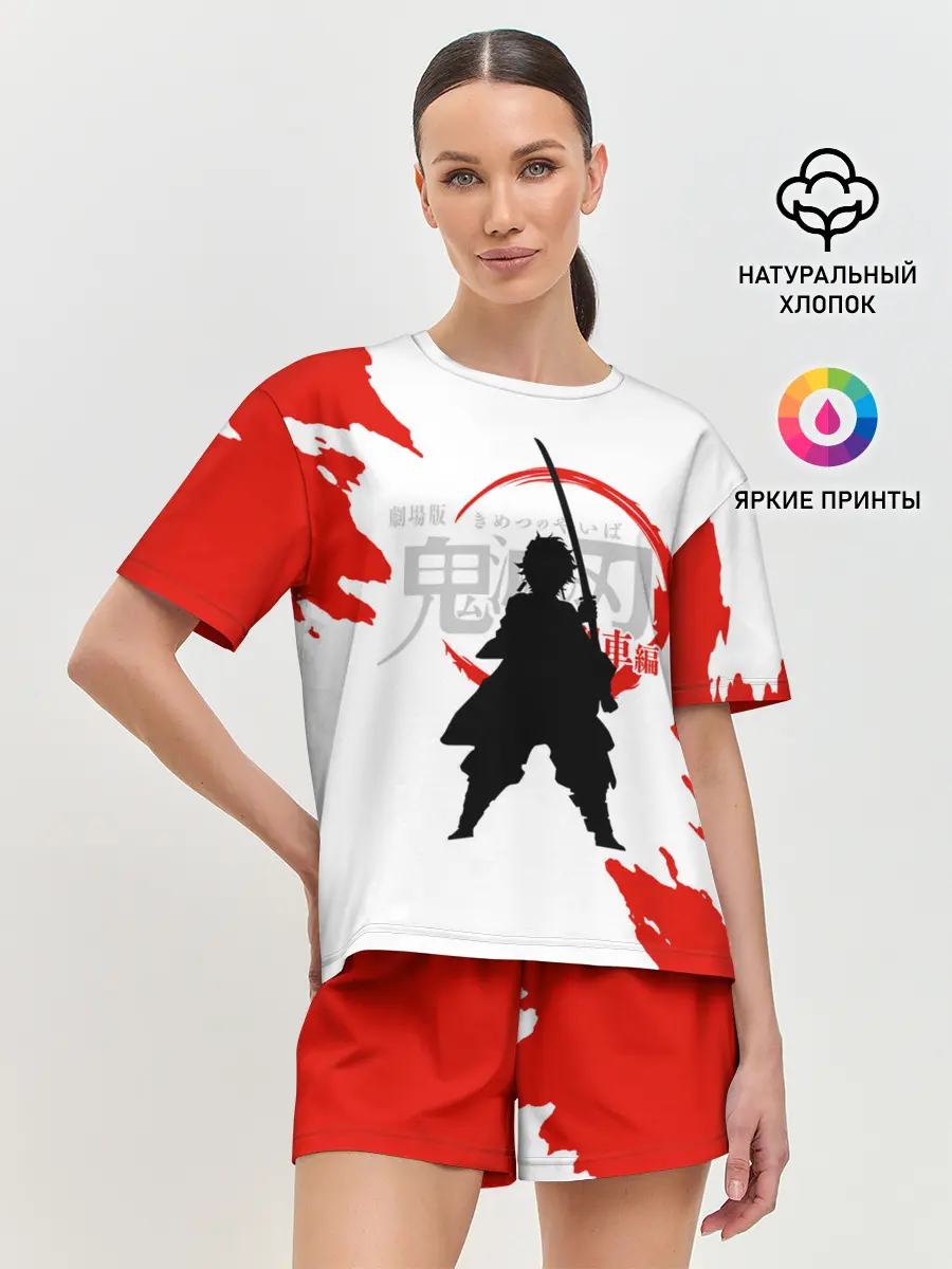 Женская пижама с шортами / Танджиро Камадо Kimetsu no Yaiba