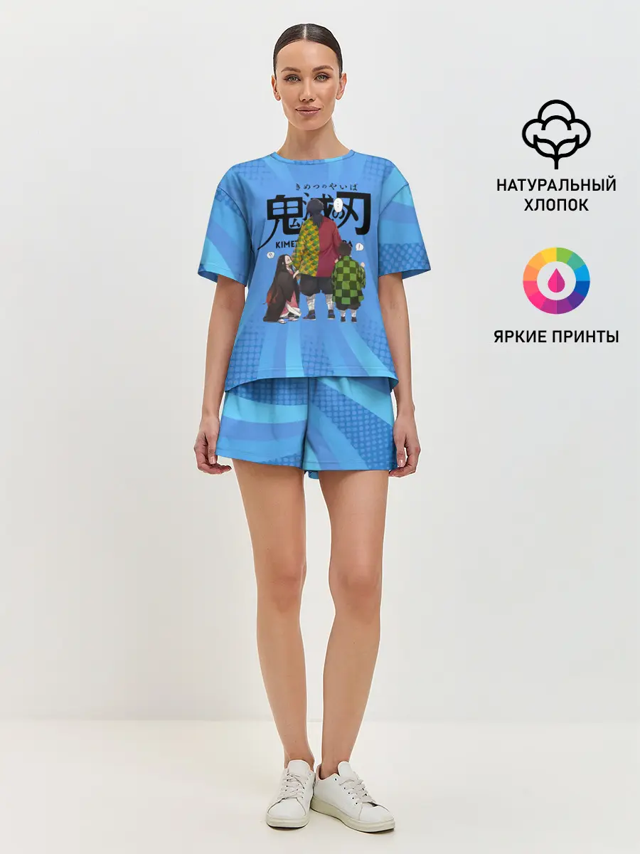 Женская пижама с шортами / Незуко Гию и Танджиро