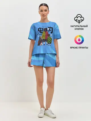 Женская пижама с шортами / Незуко Гию и Танджиро