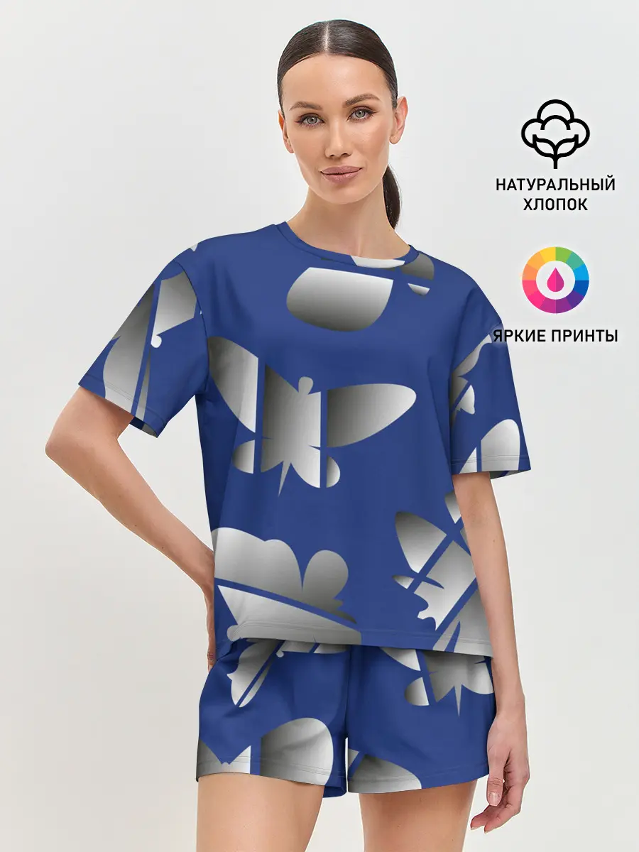 Женская пижама с шортами / градиентные бабочки