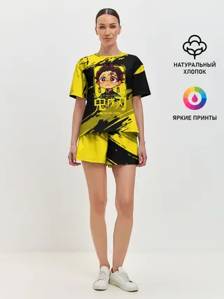 Женская пижама с шортами / Танджиро Камадо Kimetsu no Yaiba