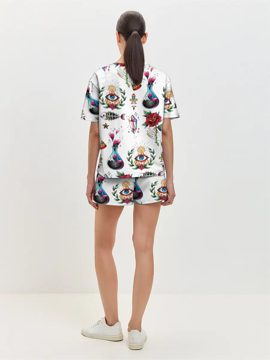 Женская пижама с шортами / Old school tattoo