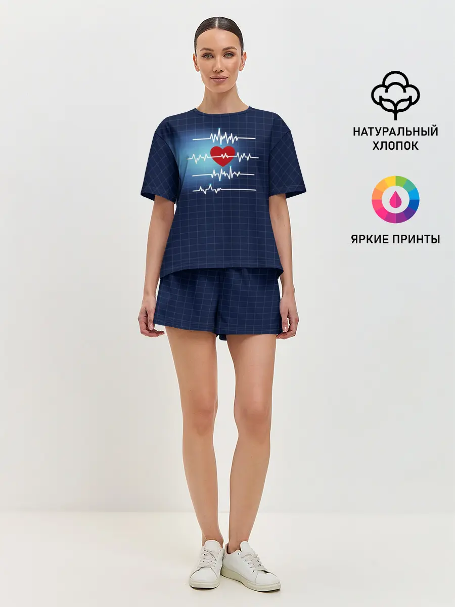 Женская пижама с шортами / Ритм Сердца