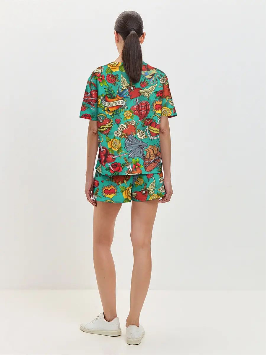 Женская пижама с шортами / Дела сердечные tattoo
