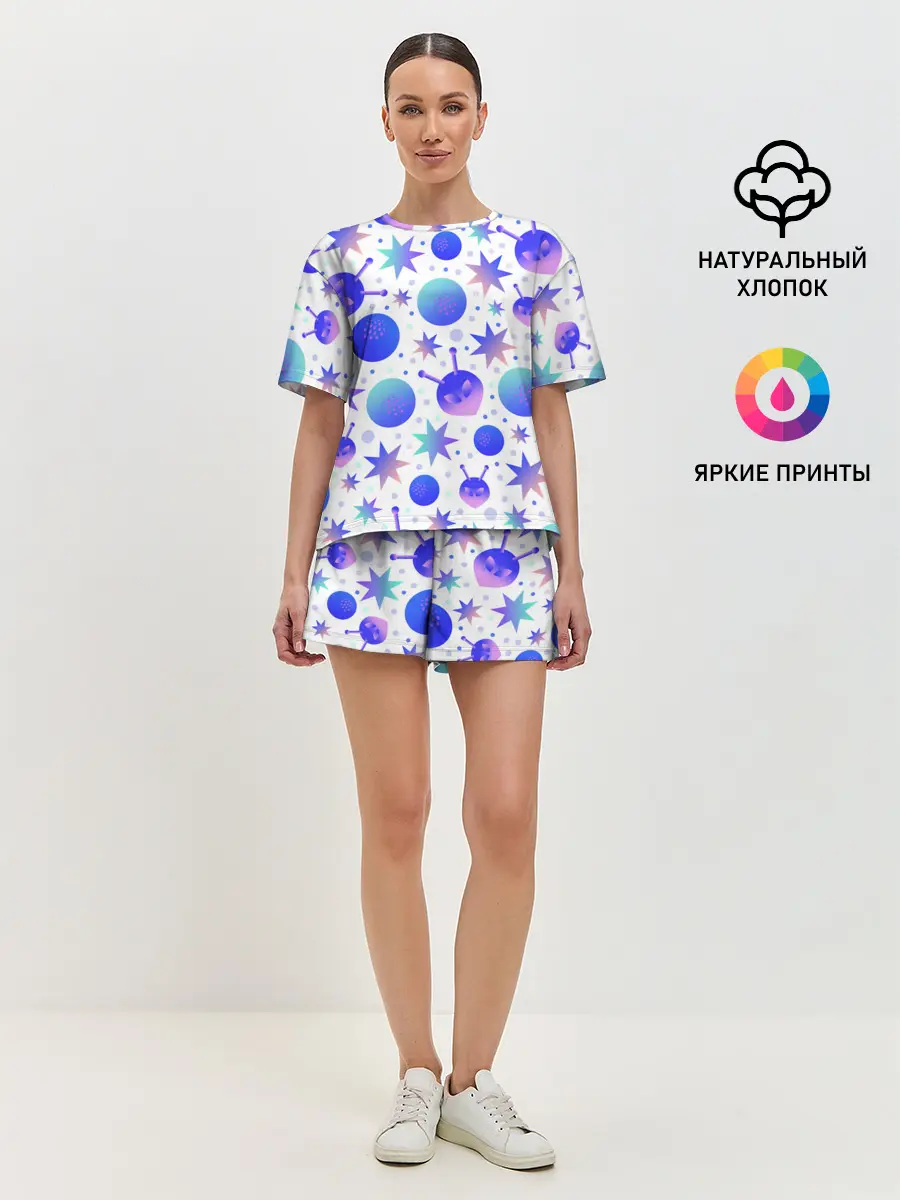 Женская пижама с шортами / Яркая галактика