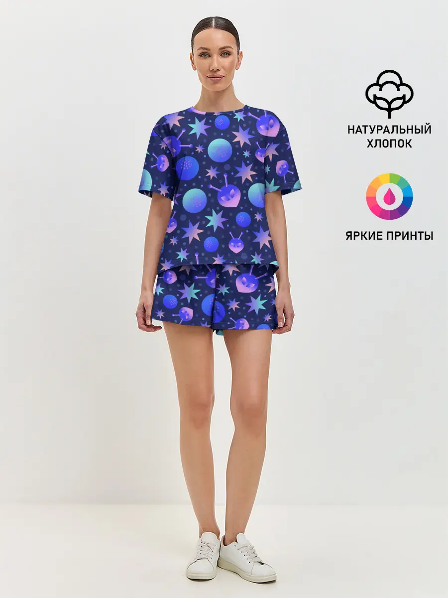 Женская пижама с шортами / Космический микс