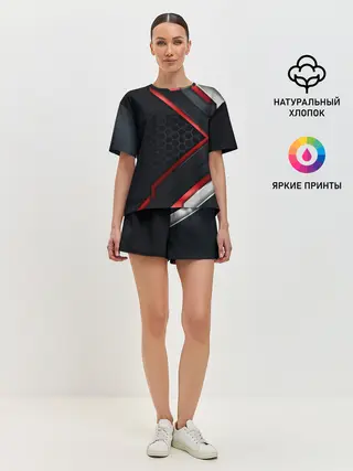 Женская пижама с шортами / luxury Black 3D СОТЫ