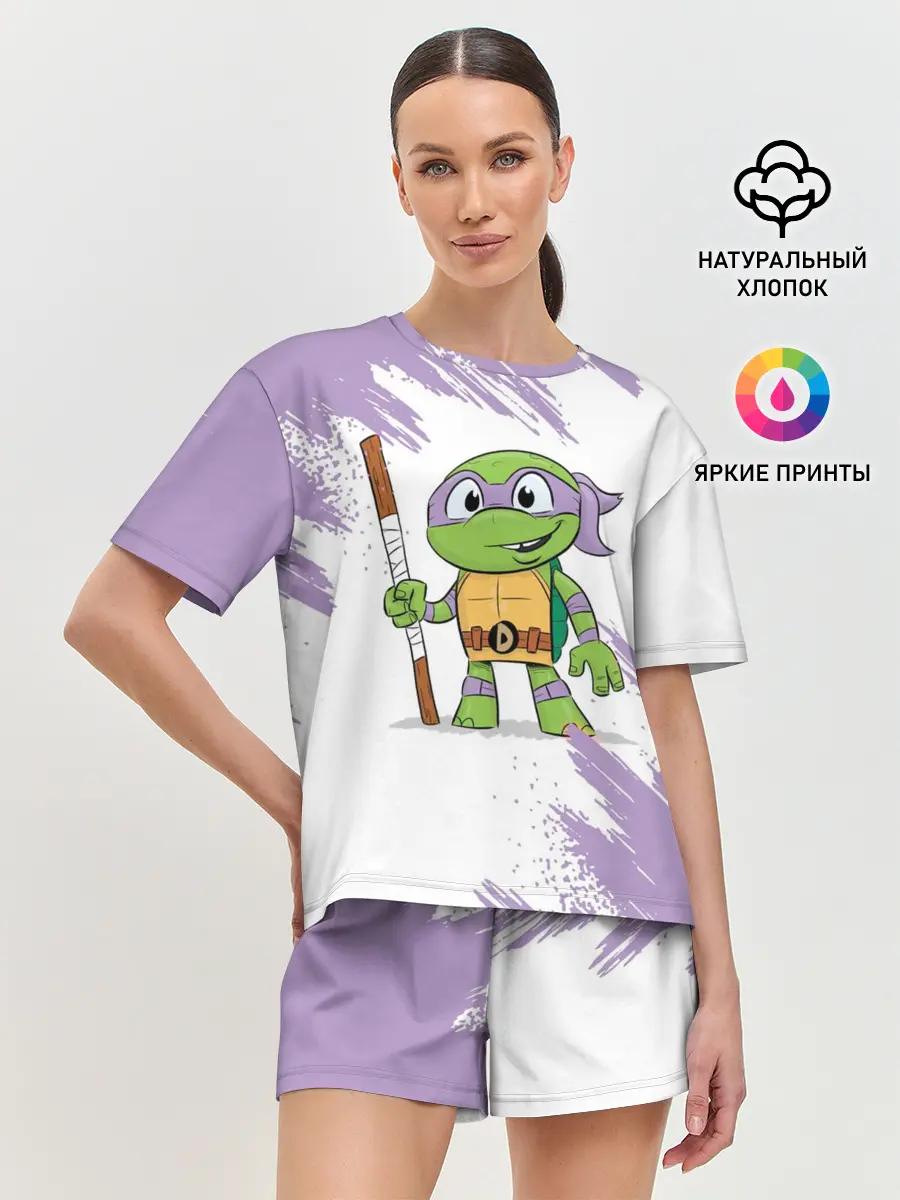 Женская пижама с шортами / ЧЕРЕПАШКИ НИНДЗЯ - ДОНАТЕЛЛО