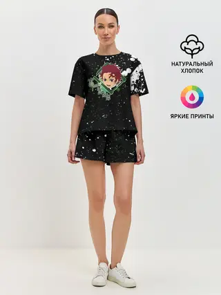 Женская пижама с шортами / Танджиро | Клинок, рассекающий демонов