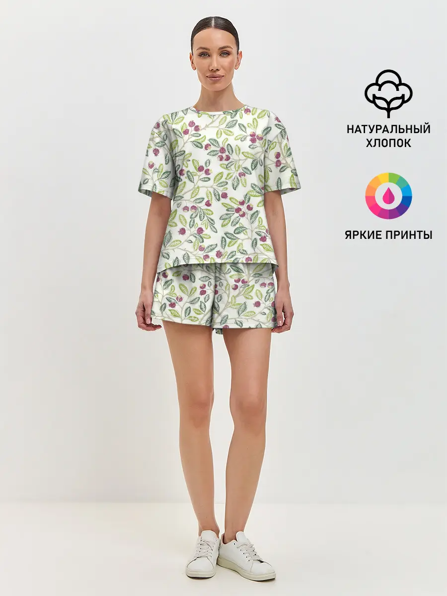 Женская пижама с шортами / Крыжовник красками