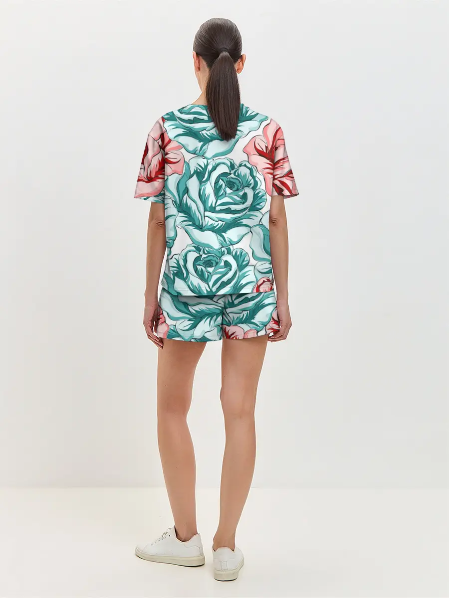 Женская пижама с шортами / Розы