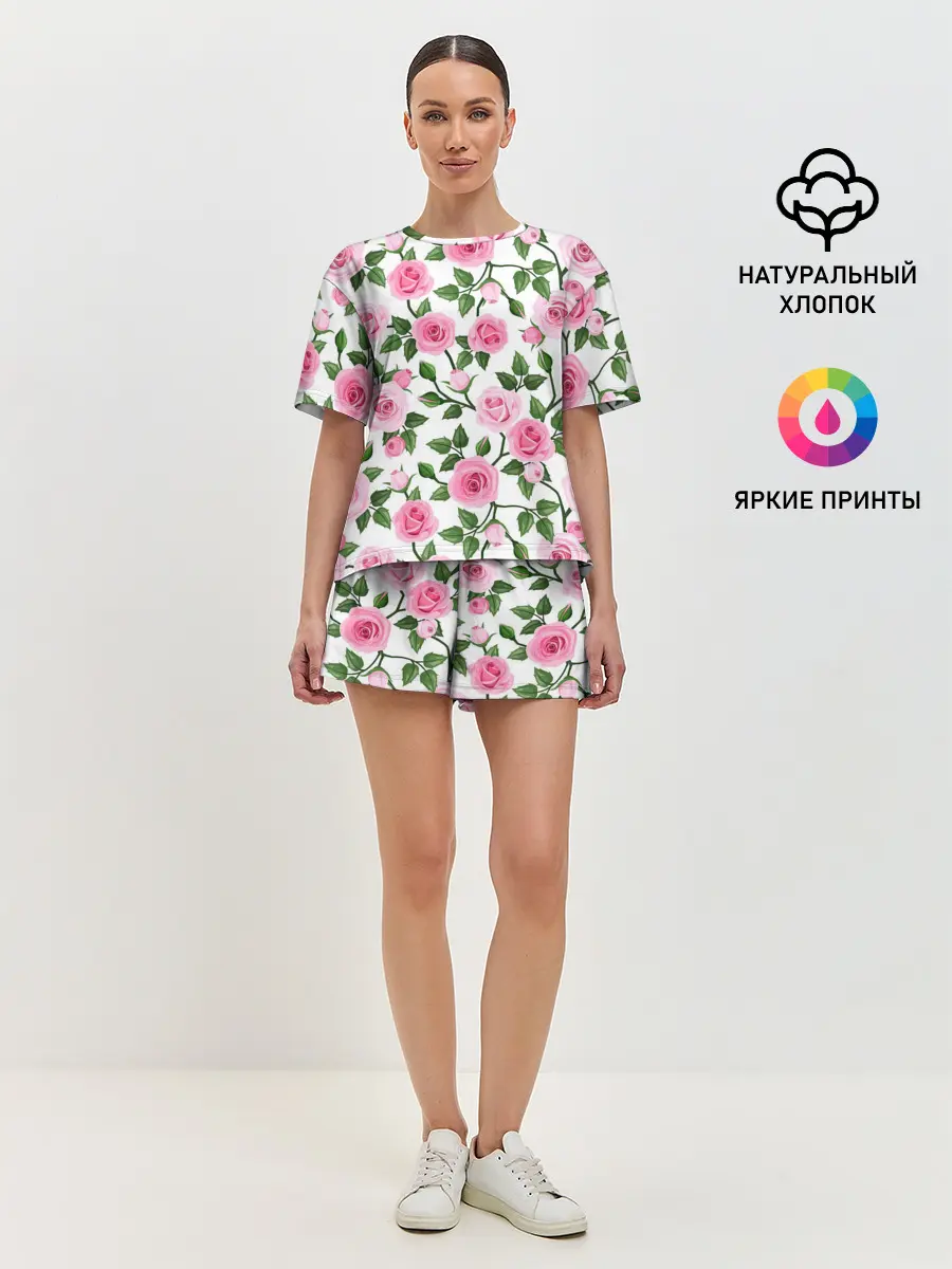 Женская пижама с шортами / Розы