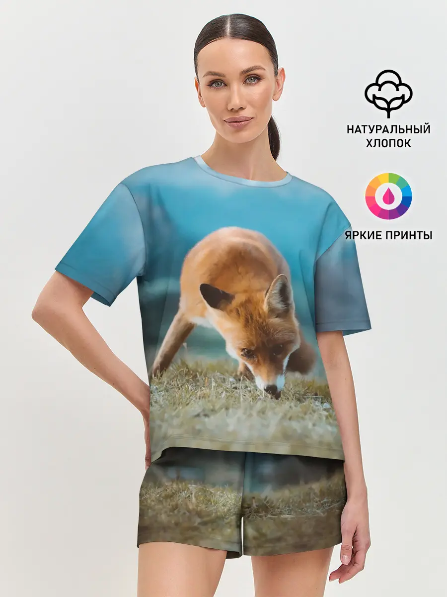 Женская пижама с шортами / Милая лисичка