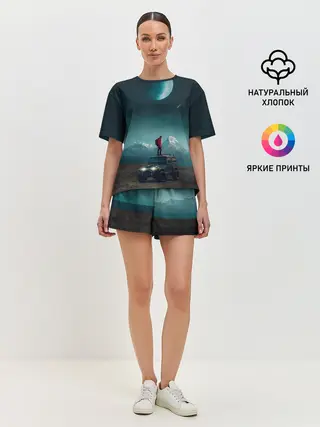 Женская пижама с шортами / Космос в горах