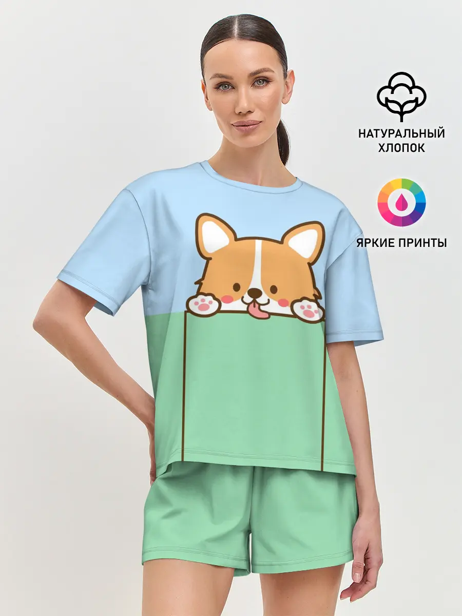 Женская пижама с шортами / Милый Корги
