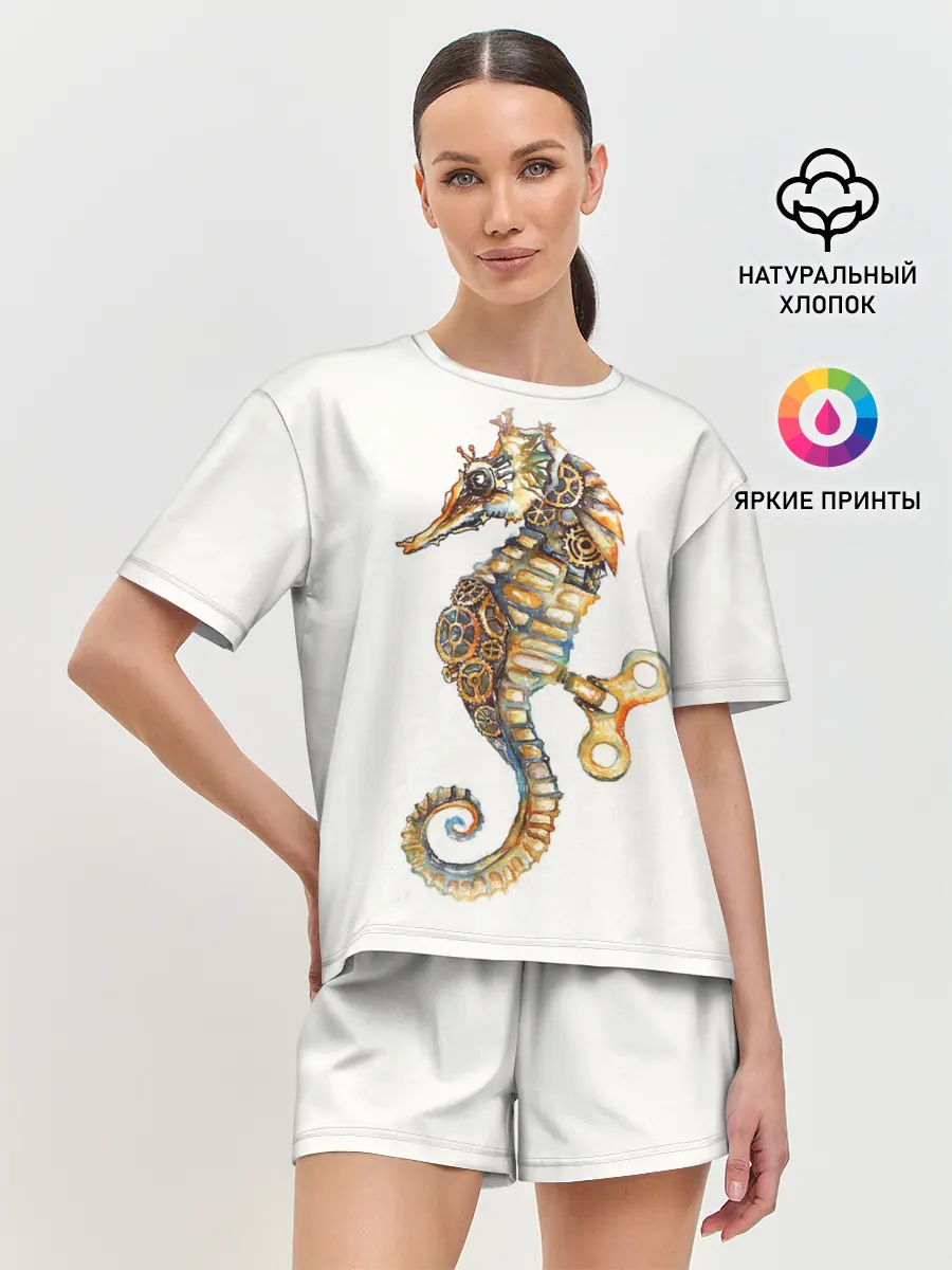 Женская пижама с шортами / Морской конёк