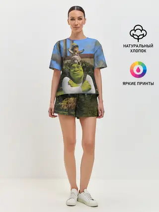 Женская пижама с шортами / Шрек, Кот и Осёл