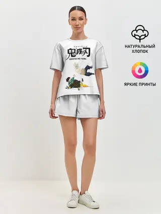 Женская пижама с шортами / Драка Иноске Танджиро и Зеницу