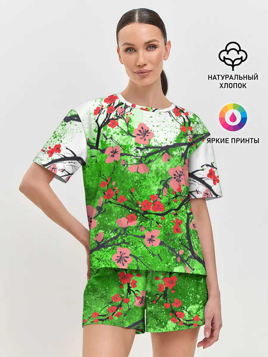 Женская пижама с шортами / Сакура | Sakura