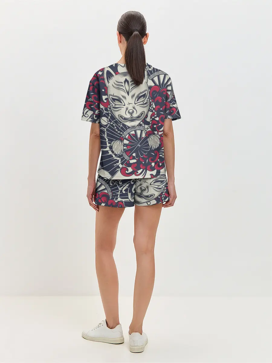 Женская пижама с шортами / Кицунэ | Маска лисы